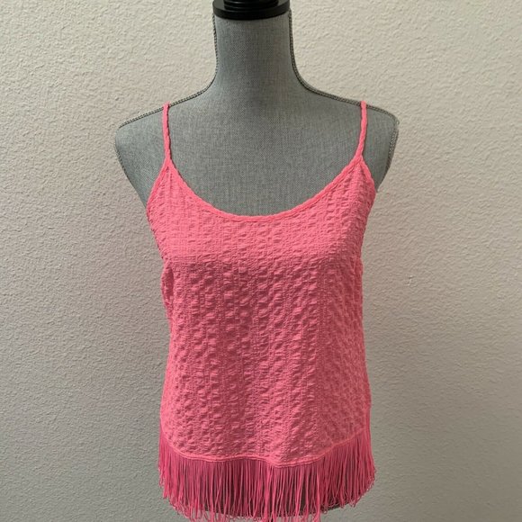 Lilly Pulitzer Naeem Pink Fringe Top XS Excellent Condition Sleeveless RARE HTF - Picture 2 of 10